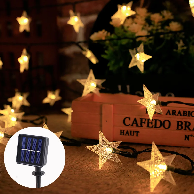 Y2K Estrela Solar String Lights para pátio, Decorações de Natal, Acrílico Luzes LED, ao ar livre, impermeável, Powered Pátio Luz, 287, 2023