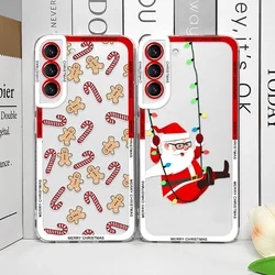 Cute Merry Christmas Phone Case for Samsung Galaxy S24 S23 S22 S21 S20 Ultra Plus FE 5G Soft Cover Clear Fundas New Year Gifts