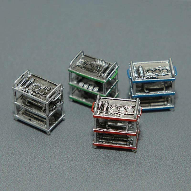 

1PCS 1/64 Scale Mini Tool Cart Model Simulation Workshop Tool Trolley Accessory Static Ornaments for Diorama RC Car Garage Scene