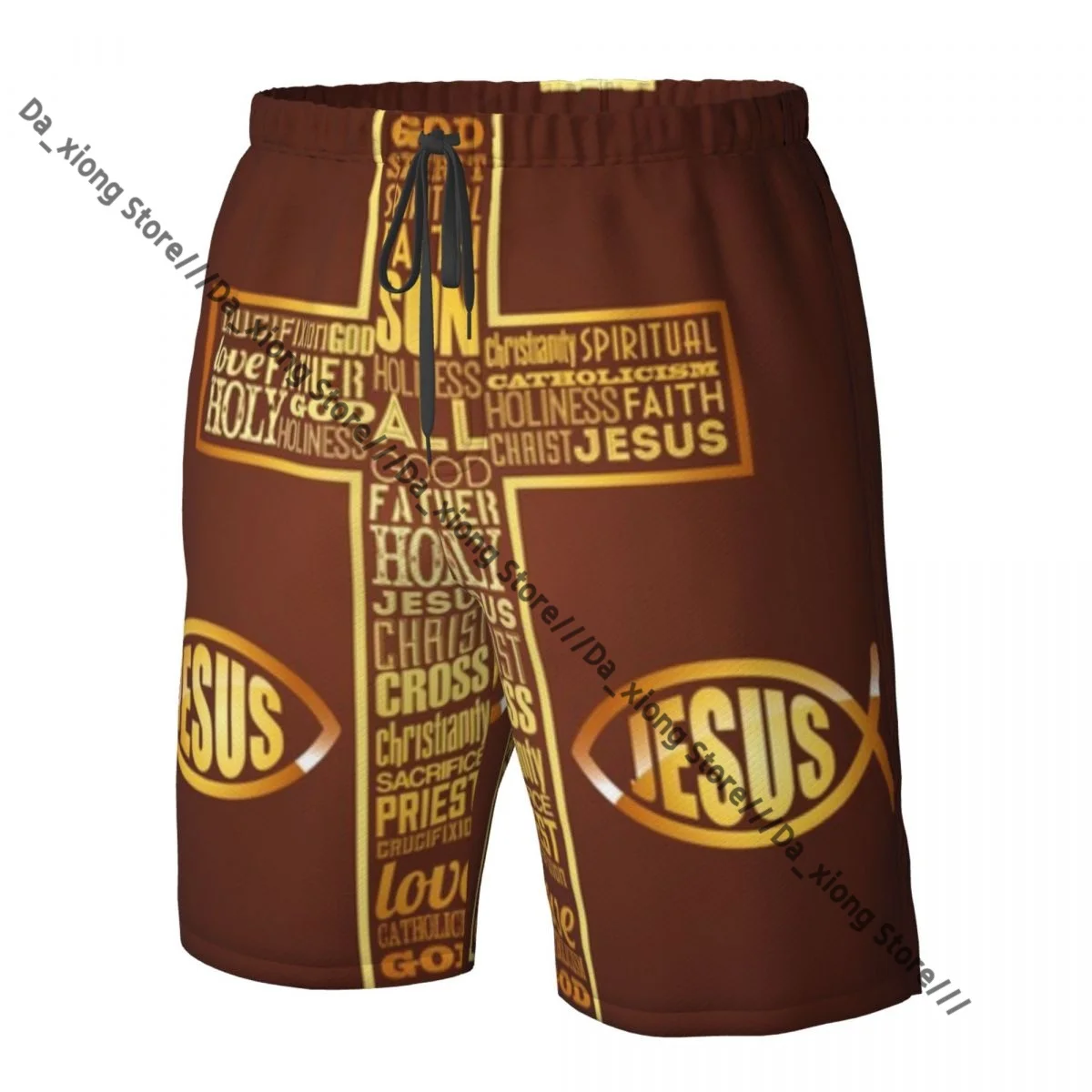 Mens Swimming Shorts Swimwear Jesus Christ Design Trunks Swimsuit Beach Wear Boardshorts