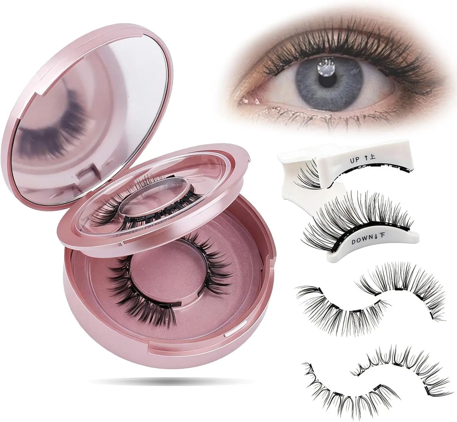 2 Paar Magnetische Wimpern - Natürlicher Look Wiederverwendbare Wimpern mit Applikator, Kein Kleber Nötig, Einfaches Auftragen & Entfernen
