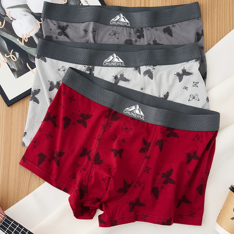 

3-Pack Men's Boxer Briefs Fashion Printed Cotton Underwear for Young Adults Breathable & Stylish Athletic Trunks
