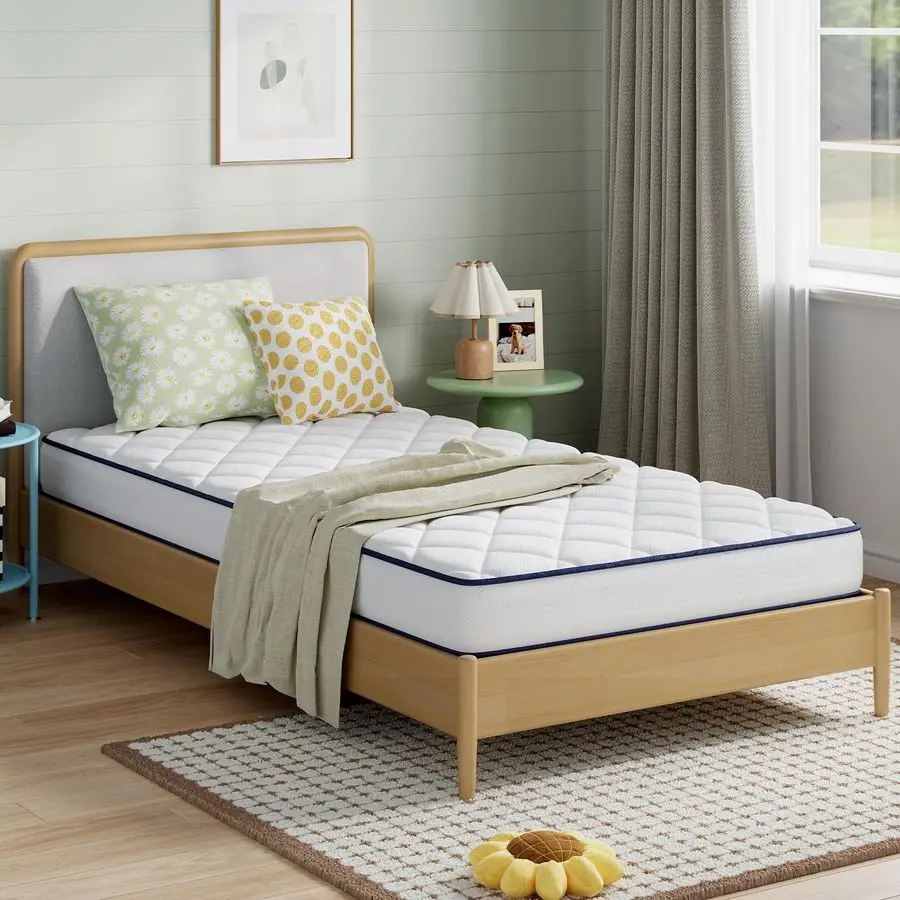 

6-дюймовый матрас Twin для детей, пружинный матрас Bonnell для поддержки позвоночника, матрас Twin в коробке с охлаждающей адаптивной пеной Med