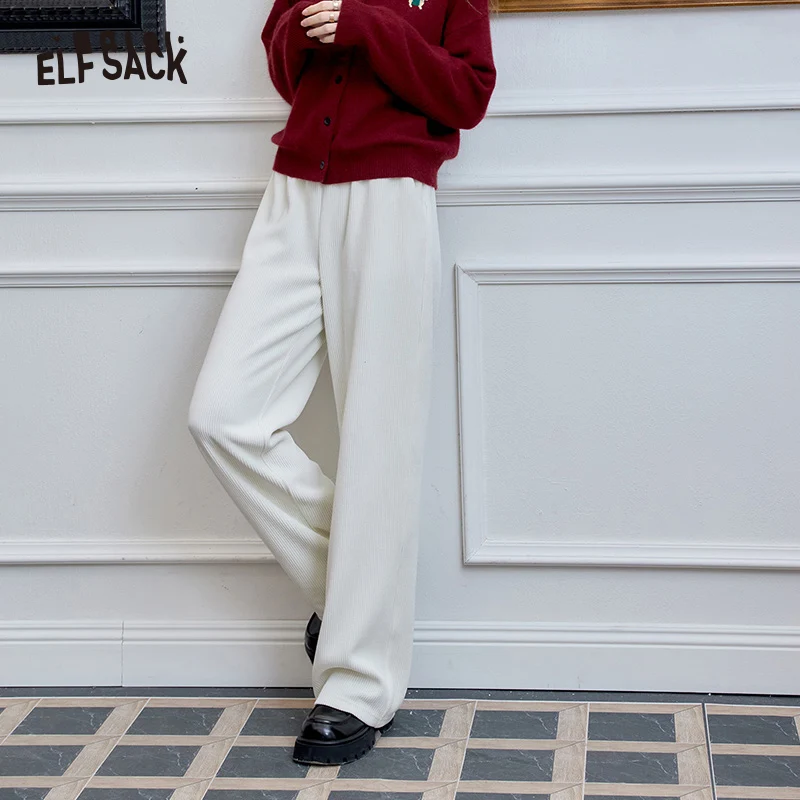 ELFSACK 2024 Winter New Arrivals Versatile wide leg casual pants for women, straight leg loose pants