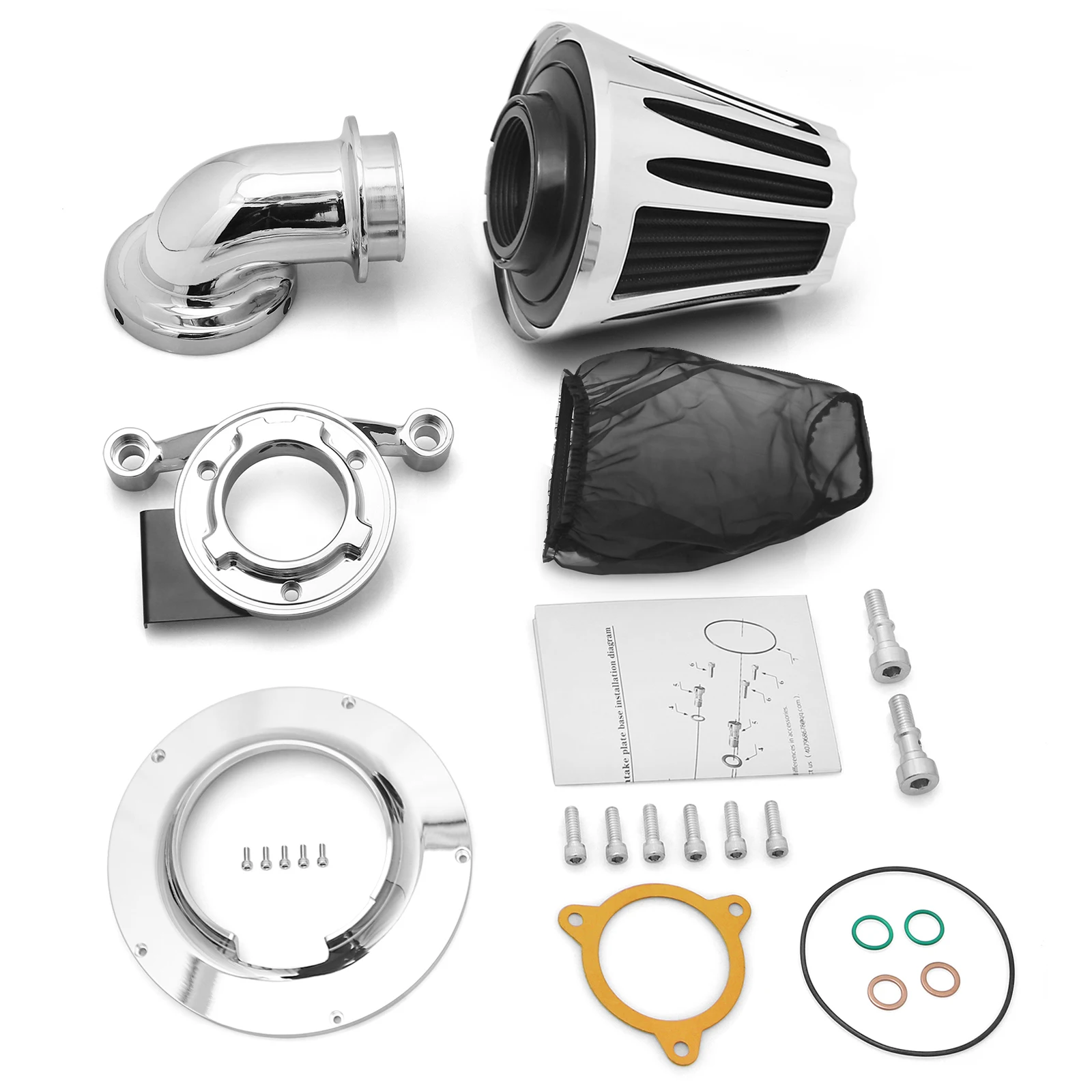 Chromed Cone Air Cleaner Intakes Filters for  Twin Cam 2008-2016 Touring 2016-2017 Dyna