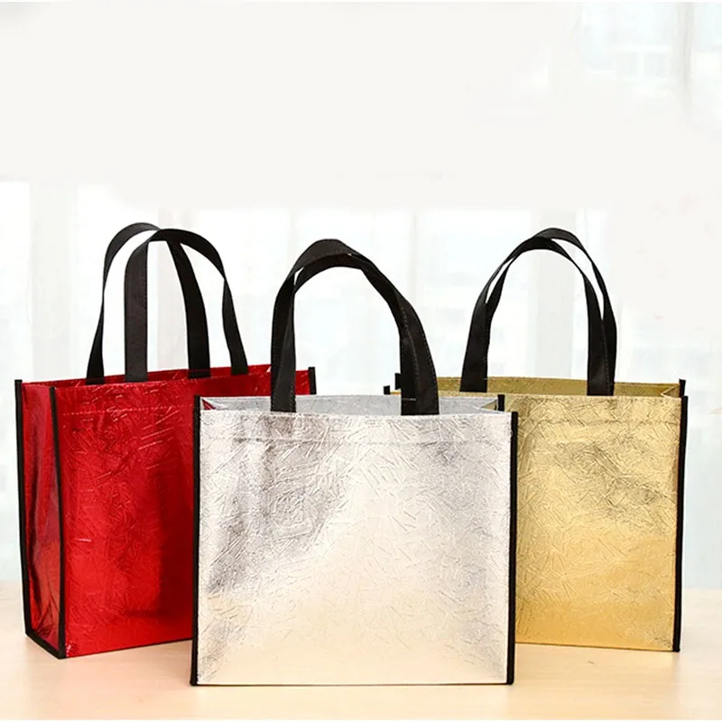 Large Capacity Women Shopping Bag Foldable Reusable Canvas Travel Storage Bags Laser Glitter Handbag Grocery Canvas Tote Eco Bag