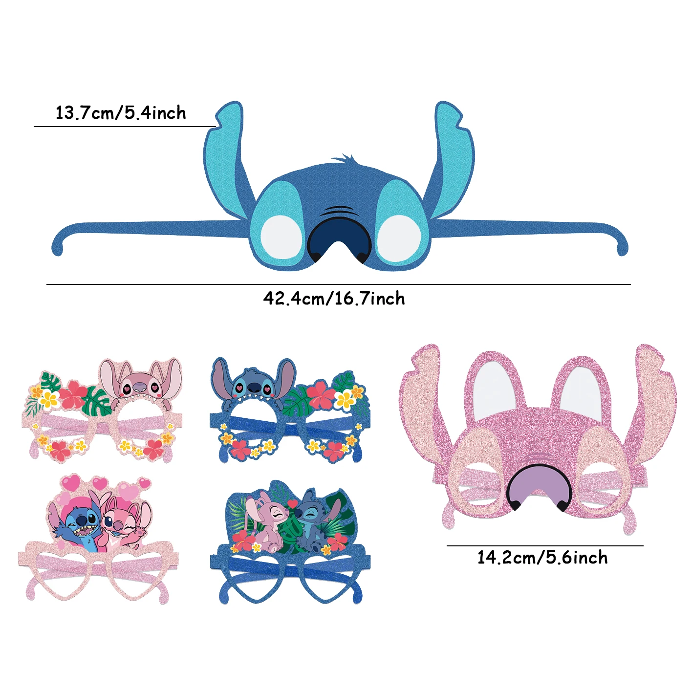 12pcs Disney Lilo & Stitch Party Decoration Paper Glasses Masks Photo Cosplay Props Children\'s Happy Birthday Party Supplies