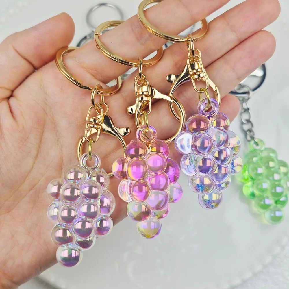 1 unidad Llavero de uva de gelatina colorido, para coche, colgante bonito para bolso, accesorio de joyería, regalo