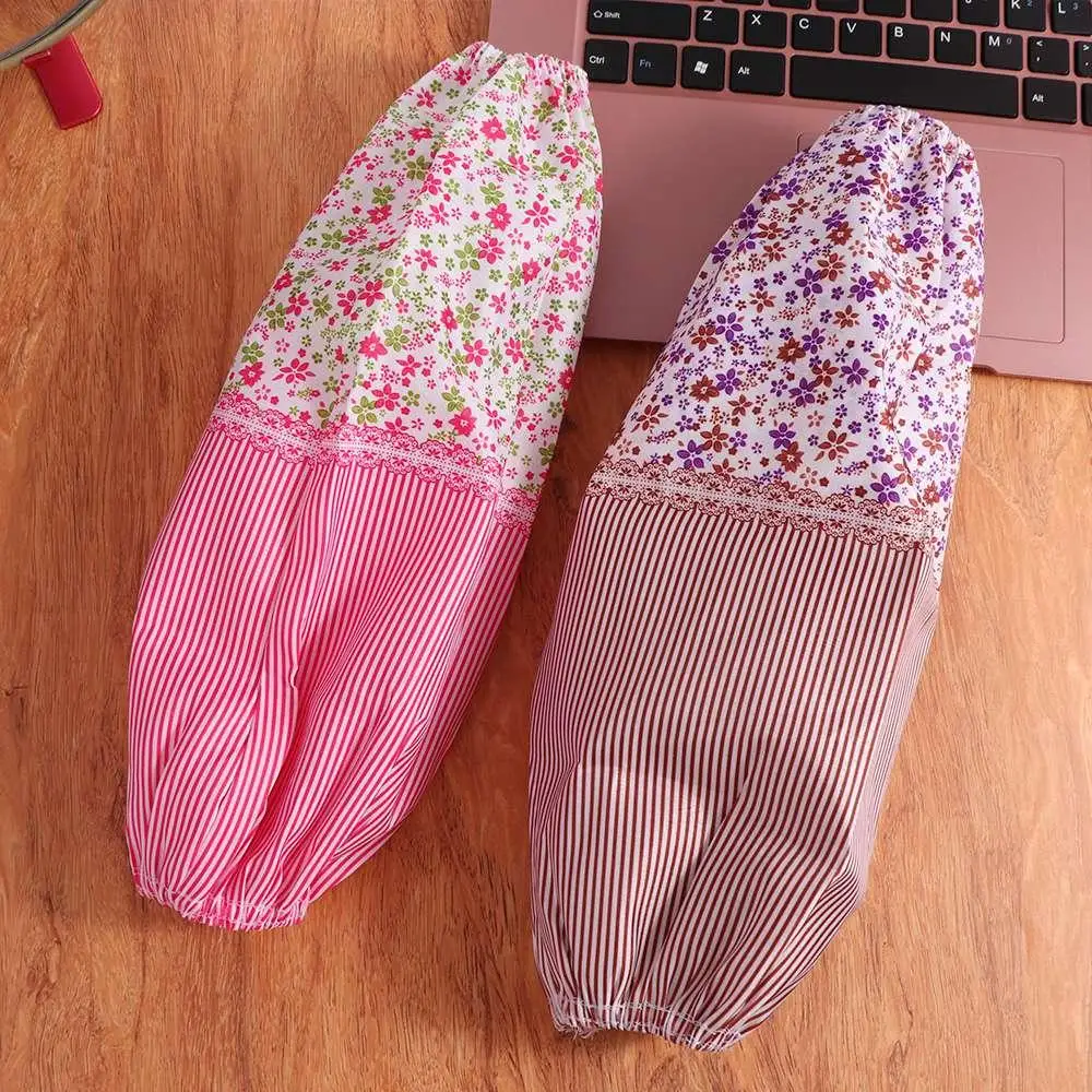 1 Pair Waterproof Striped Floral Oversleeves Antifouling Dirt Resistant Arm Cover Sunscreen Dustproof Women's Sleeves Adult