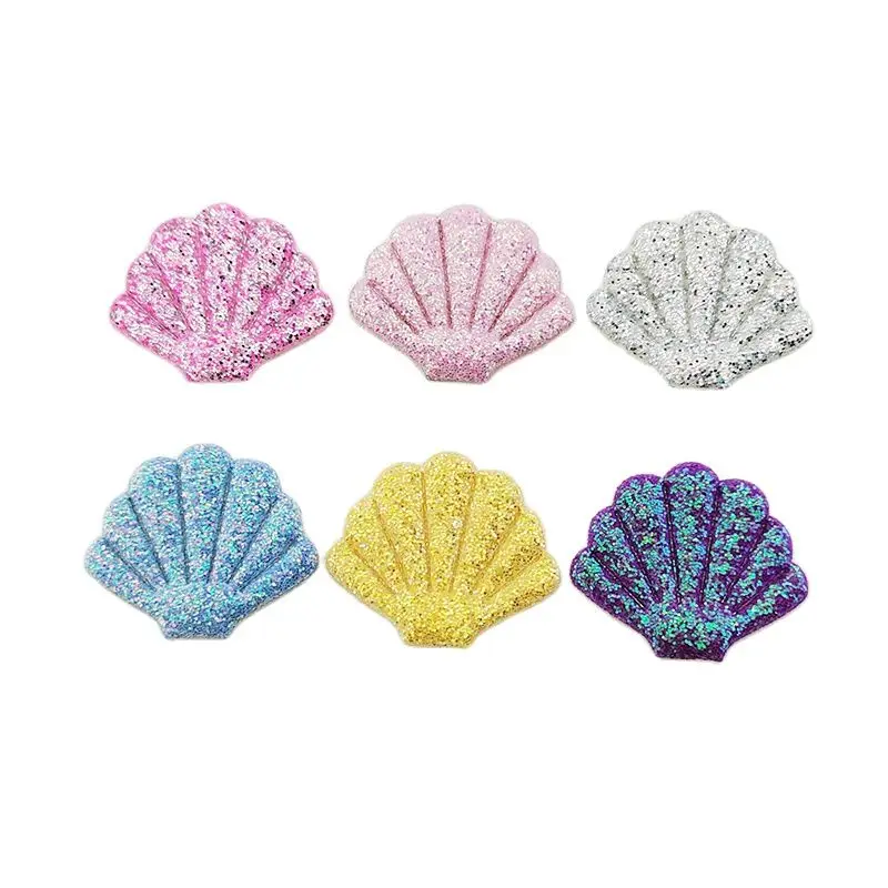 60 Stück 3,5*3 cm glänzende, glitzernde Muschel-Applikationen mit Polsterung für Kleidung, Hüte, Nähzubehör, DIY-Kopfbedeckungen, Haarspangen, Schleifendekorationen und Aufnäher – Detail 1