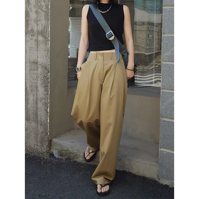 Deeptown Elegant Oversized Suit Pants Women Baggy Office Wide Leg Classical High Waist Trousers Harajuku Casual Basic Pantalones