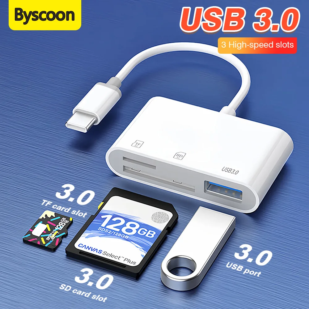 

Адаптер Type C TF/SD/USB 3.0 для быстрого чтения карт памяти OTG, высокоскоростной, 5 Гбит/с ​ Трансферные устройства для iPhone 17Pro, iPad, Huawei, Samsung, Xiaomi