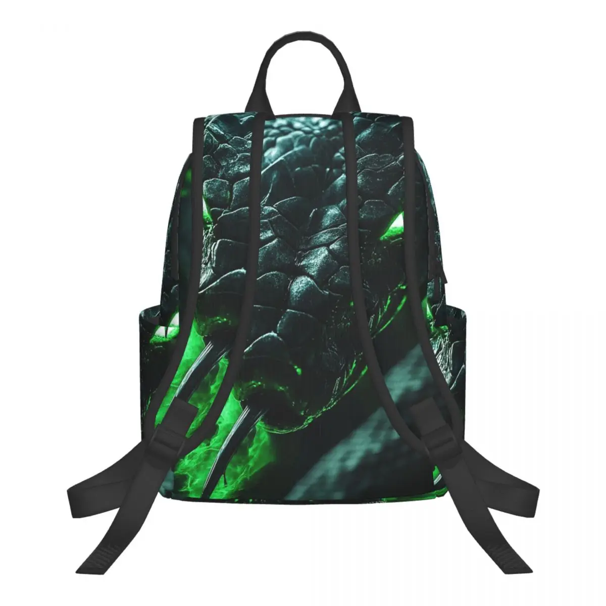 Green Aboriginal Style Snake Print Student Backpack School Bag Hiking Travel Daypack for Boys Girls Bookbag Shoulder Bags