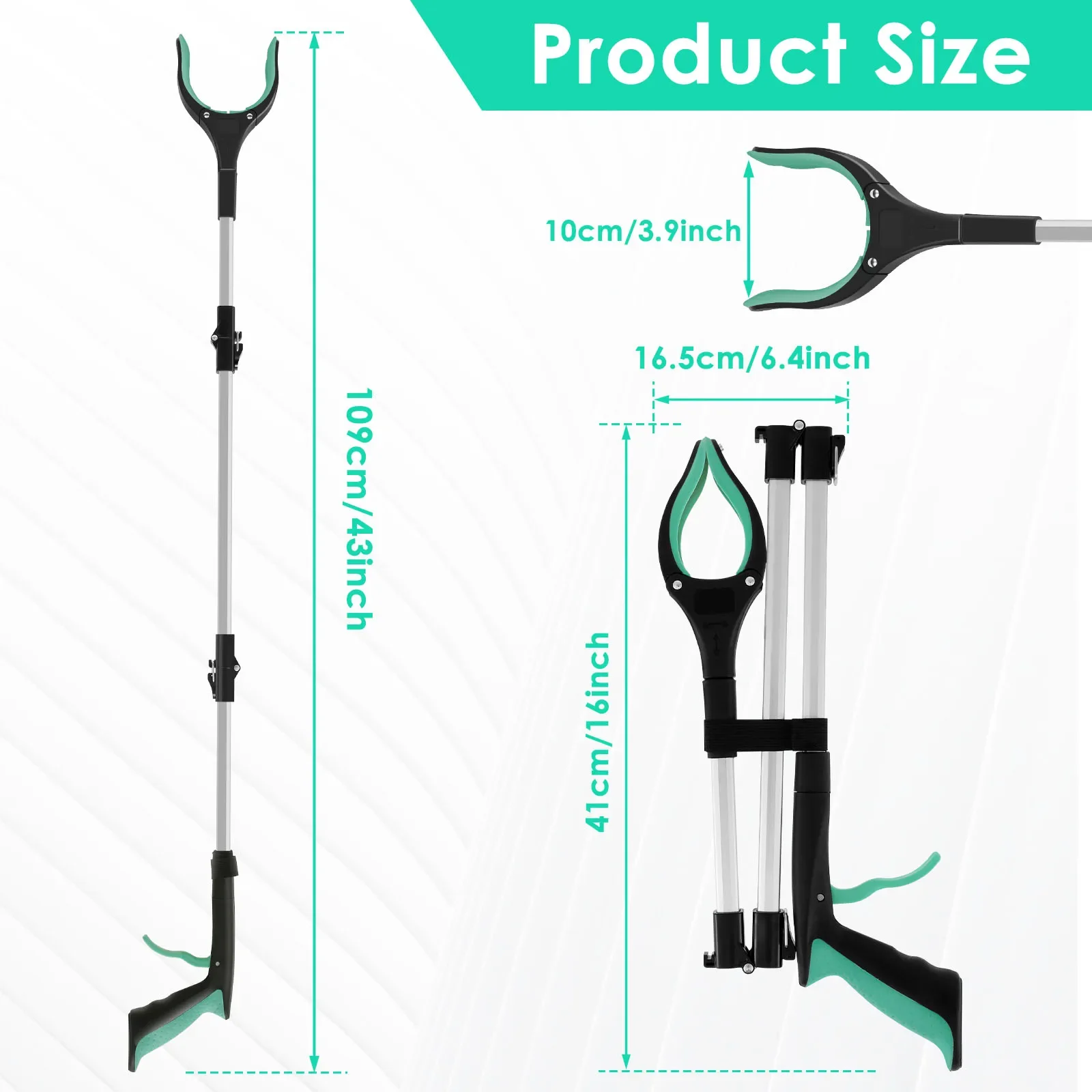 Portable Collapsible Garbage Grabber Pick Up Tools with Non-Slip Jaw Foldable Gripper Extender Hand Tools Litter Reachers Picker