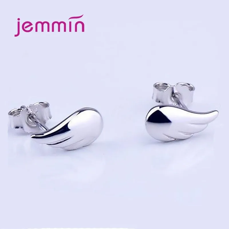 100% Real 925 Sterling Silver Wing Shape Exquisite Stud Earrings For Women Classic Wedding Statement Jewelry Gift