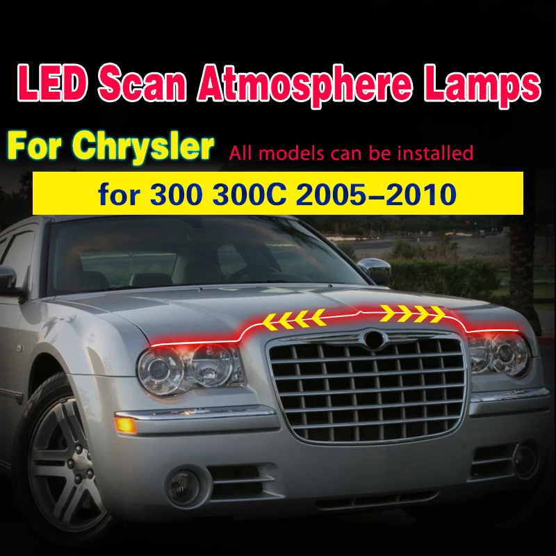 For Chrysler 300 300C 2005-2010 Car Hood Daytime Running Light Start-Scan LED DRL 12V Auto Decorative Light Strip Waterproof