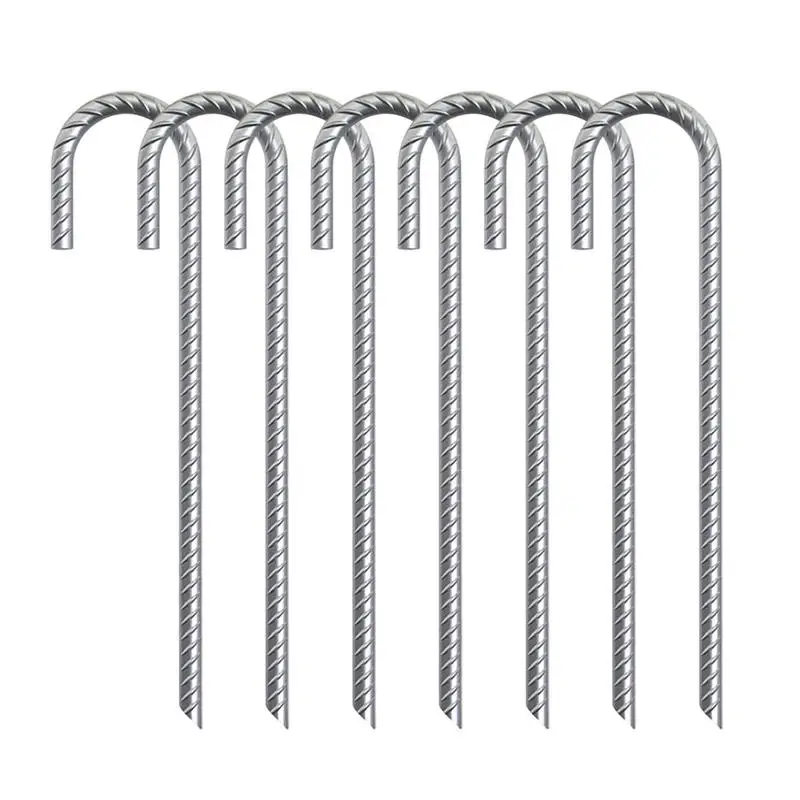 Ground Hooks Anchors 12 Inch J Hook Rebar Wind Tent Stakes 8 Pack Heavy Duty Steel Garden Anchors For Trampolines For Sports