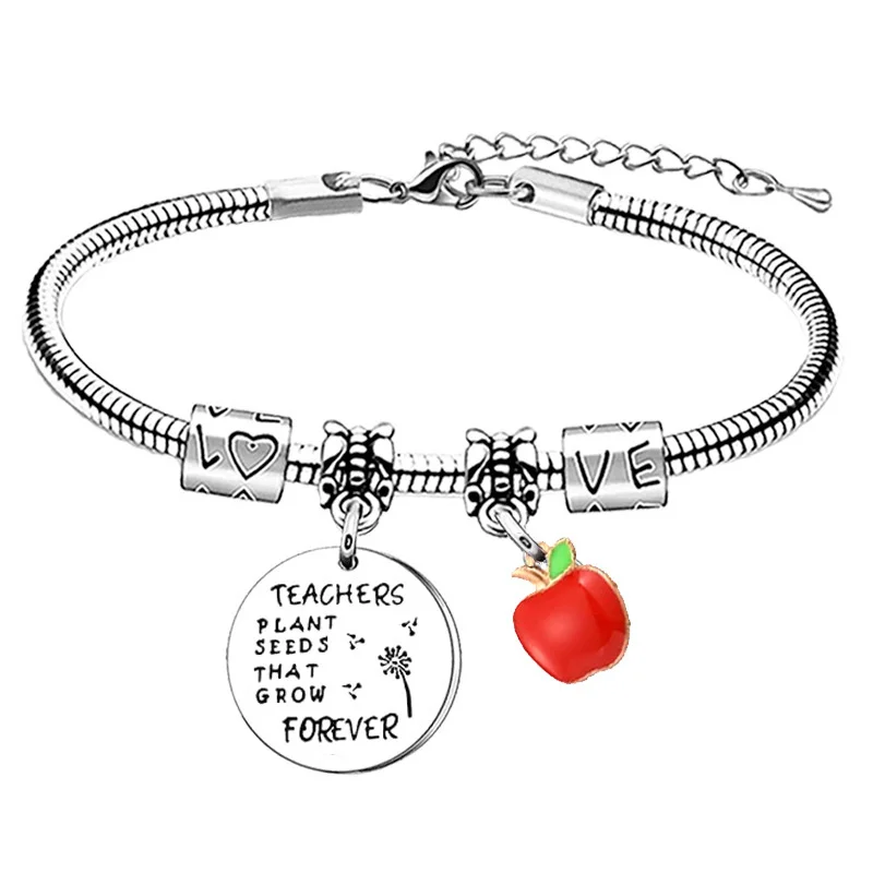 Teacher Appreciation Gifts Thank You Teacher Bracelet for Teahcers Day Opening Graduation Season Charm Jewellery