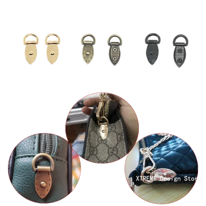 2pcs Metal Leaf Shape Bag Anchor D-ring Bag Connector Anchor Buckles With Screws Hanger hooks Bags Belts Strap Leather Craft