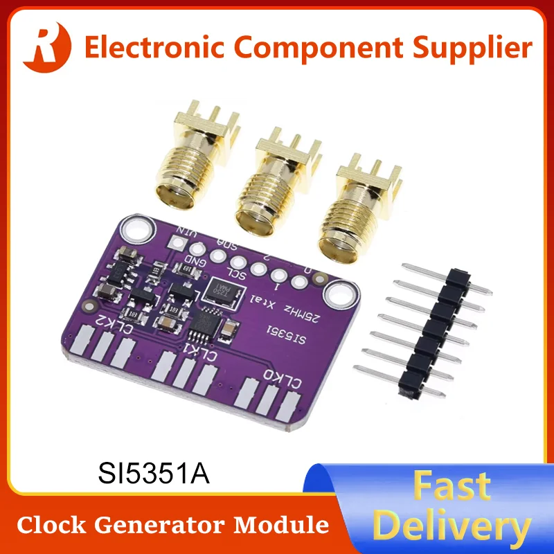 5Pcs DC 3V-5V CJMCU-5351 SI5351A Si5351 I2C Clock Generator Breakout Board Module Signal Generator Clock 8KHz-160MHz For Arduino