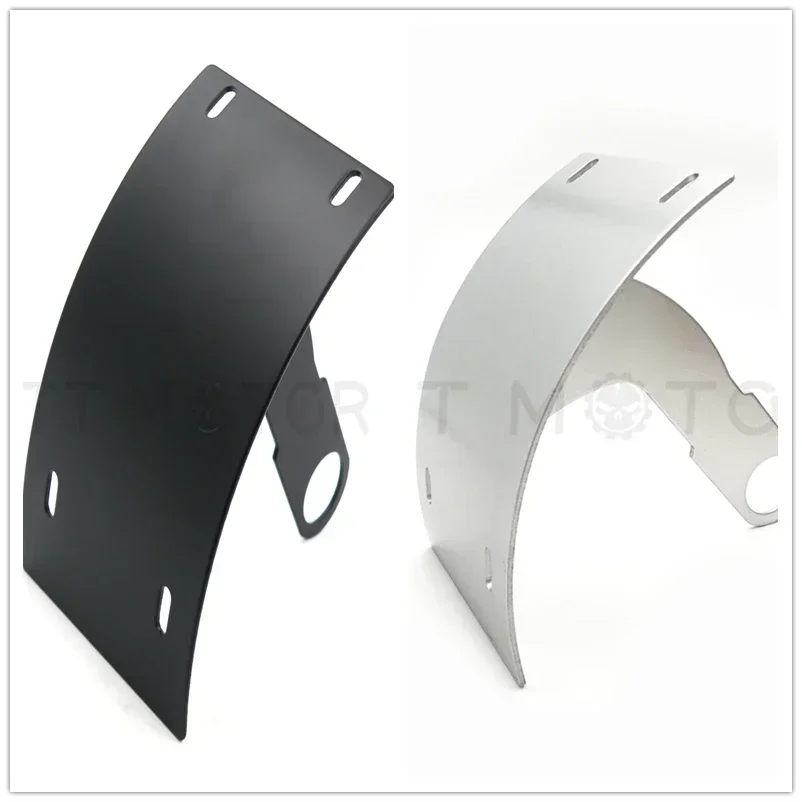 

Motorcyel Curved License Plate Relocator Frame Bracket Mount Tag Holder for 1" Axle Honds CB650R/CBR650R,Harley Sportsters