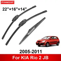Escobillas de limpiaparabrisas delanteras y traseras para KIA Rio 2 JB 2005-2011, accesorios para automóviles, 3 piezas, 2005, 2006, 2007, 2008, 2009, 2010, 2011