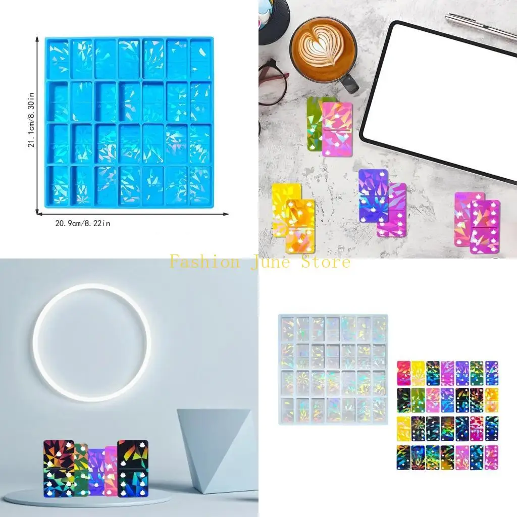 N5KA Epoxy Resin Dominoes Mold 28 Cavity Silicone for Jewelry Cake Craft Supplies