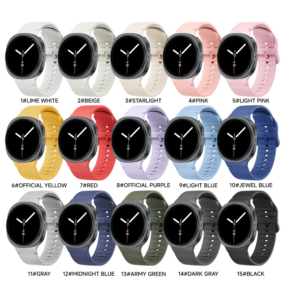 Original Silicone For Samsung Galaxy Watch 8/8 classic Strap 44mm 40mm 46mm Sport correa pulseira Bracelet Galaxy Watch 8 Band