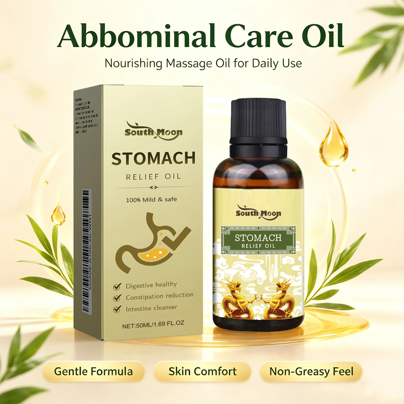 Stomach Relief Oil Relieve Constipation Natural Herbal Abdomen Massage Oil Soothing Relaxing Daily Abdominal Skin Care