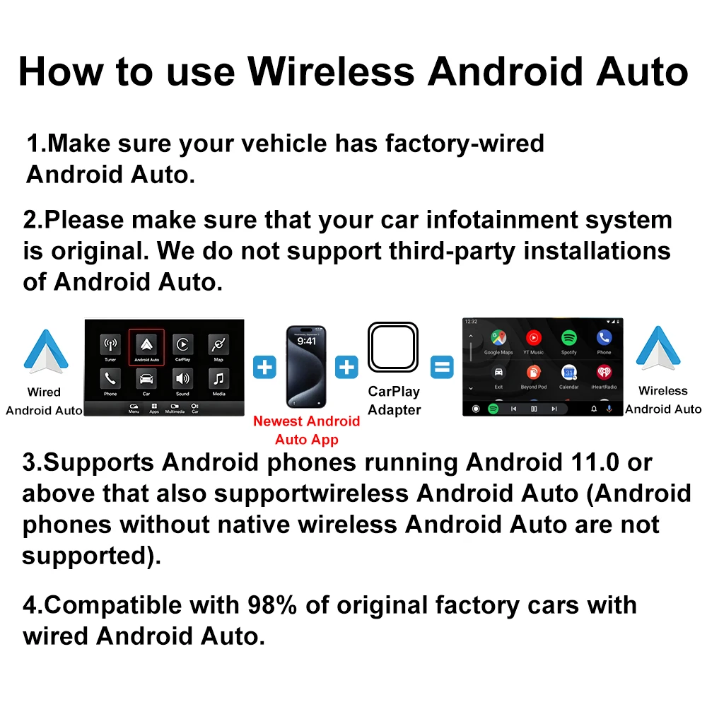 2026 2in1 CarPlay/Android Auto Adapter Wired to Wireless Dongle for Apple & Android Plug and Play Universal Car Accessory Newest image 6
