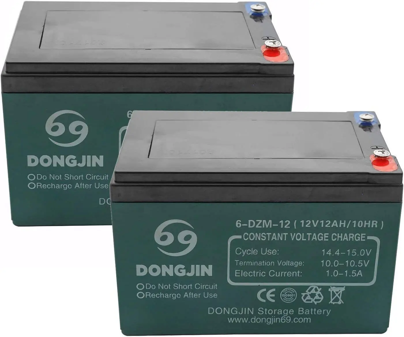 

2 Pack 12V 12Ah 6-DZM-12 Battery for Go Kart Buggy Tricycles Quad ATV