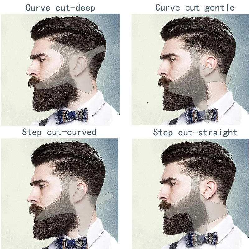 Beard Lineup Guide Template Kit White Pencil Shaper Edging Comb Professional Barber Beard Shaping Tool Styling Accessories