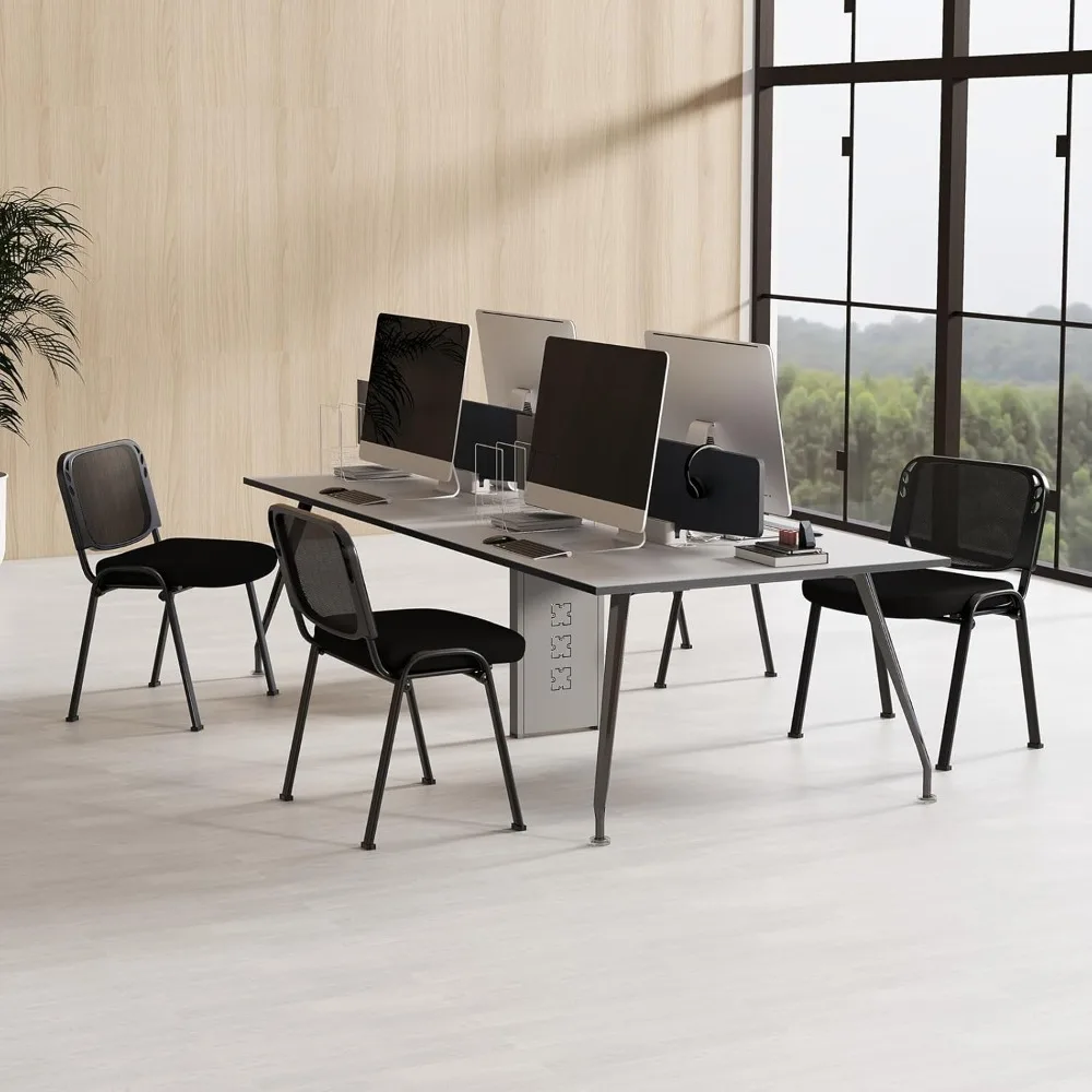 مجموعة كراسي ألعاب مكونة من 5 كراسي ضيوف مكتبية، كرسي غرفة انتظار قابل للتكديس مع مقعد مبطن، إطار معدني، سعة 330 رطل، مؤتمرات #4