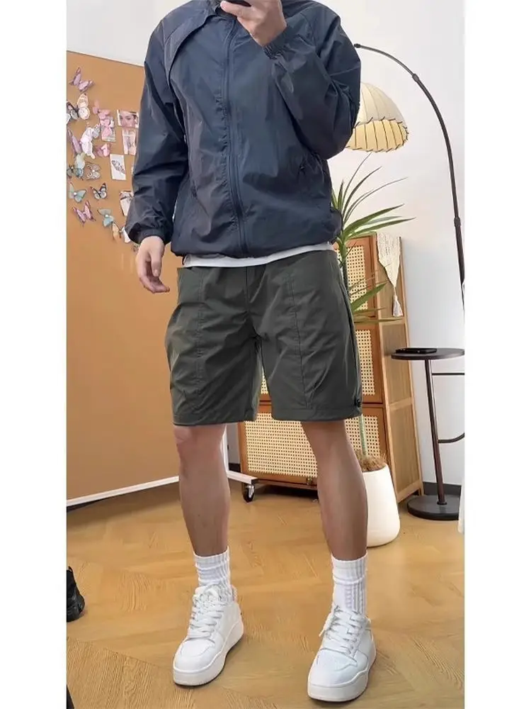 

Мужские летние нейлоновые быстросохнущие рабочие брюки большого размера в американском стиле для активного отдыха, прямые, длиной до колена