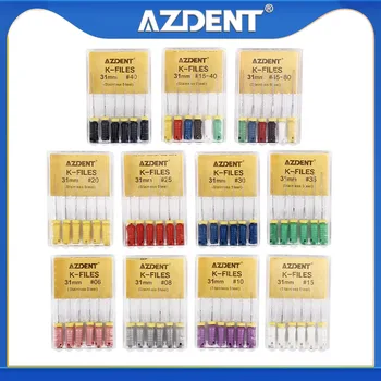 1 caja AZDENT Dental uso manual limas K 21/25mm limas de conducto radicular endodoncia de acero inoxidable herramientas de dentista instrumentos de laboratorio Dental