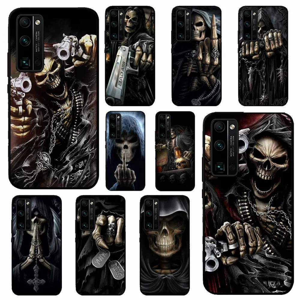 

Grim Reaper Skull Skeleton Phone Case For Huawei Honor 10 Lite 9 20 7A 9X 30 50 60 70 Pro Plus Soft Silicone Cover