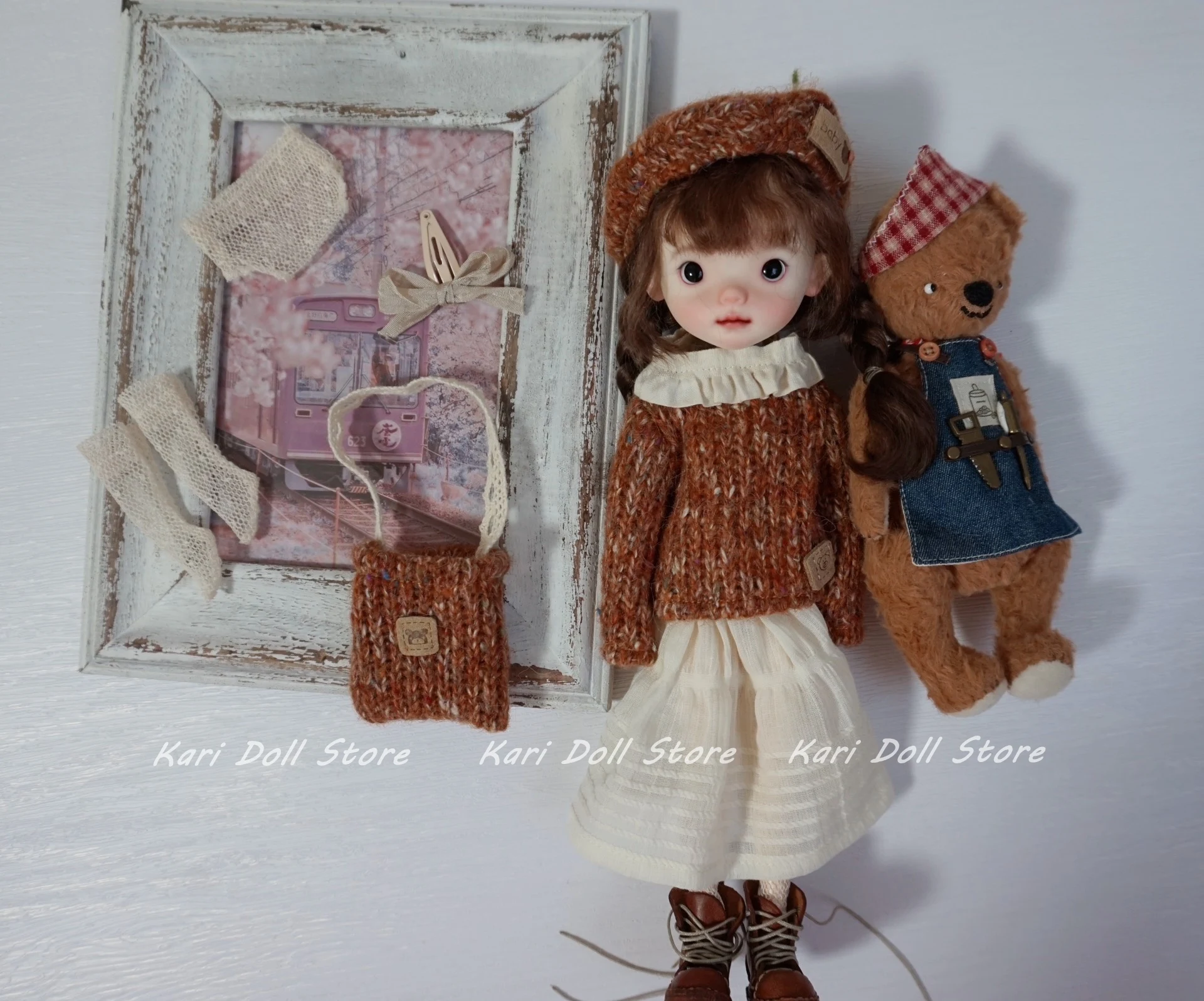 

Kari Doll Clothes and skirts 2025 Handmade autumn/winter brown Maillard style sweater set for Landazz Landoudou Doll