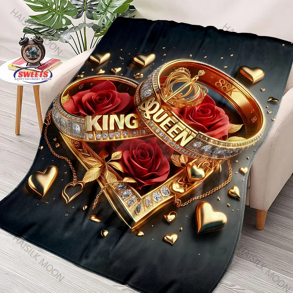 Beautiful Crown Theme Printing Blanket Suitable for All Seasons Cozy Warm Soft Lightweight Bed Sofa Blanket for Daughter Wife