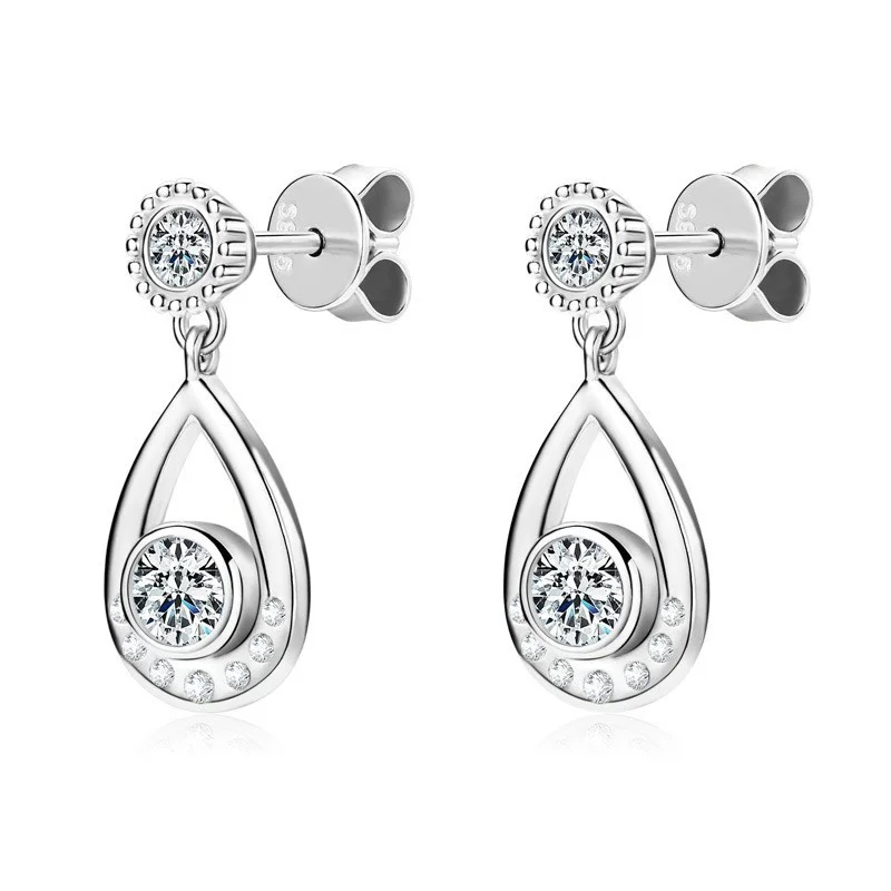 EMO-489 lefei moda na moda clássico luxo moissanite waterdrop balançar brincos para encantos feminino prata s925 festa jóias presente