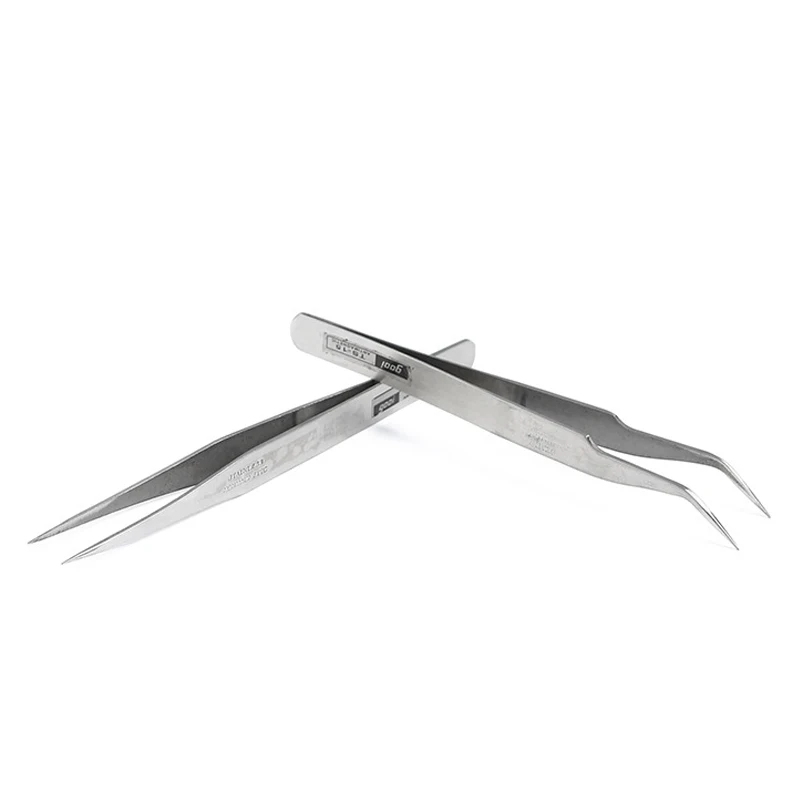 Aço inoxidável precisão pinças retas para crafting pinça angular sobrancelha pinças para eletrônica diy ferramentas de produção