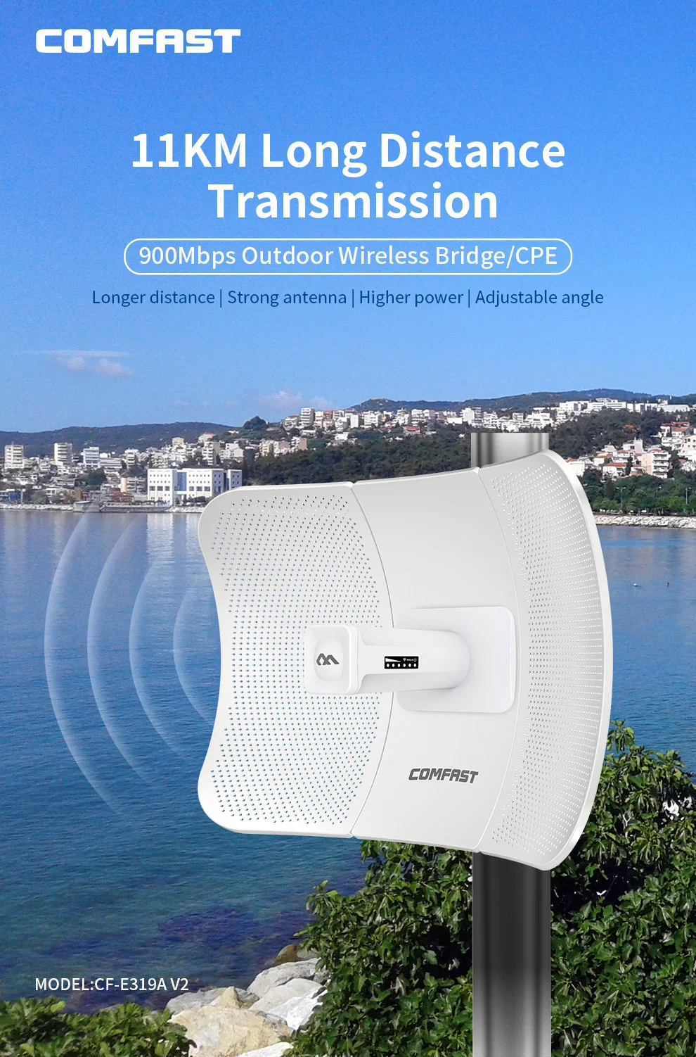 COMFAST Gigabit Outdoor AP 5GHz 1200Mbps High Power Outdoor Router & 900Mbps 11KM Point to Point CPE Long Distance Antenna