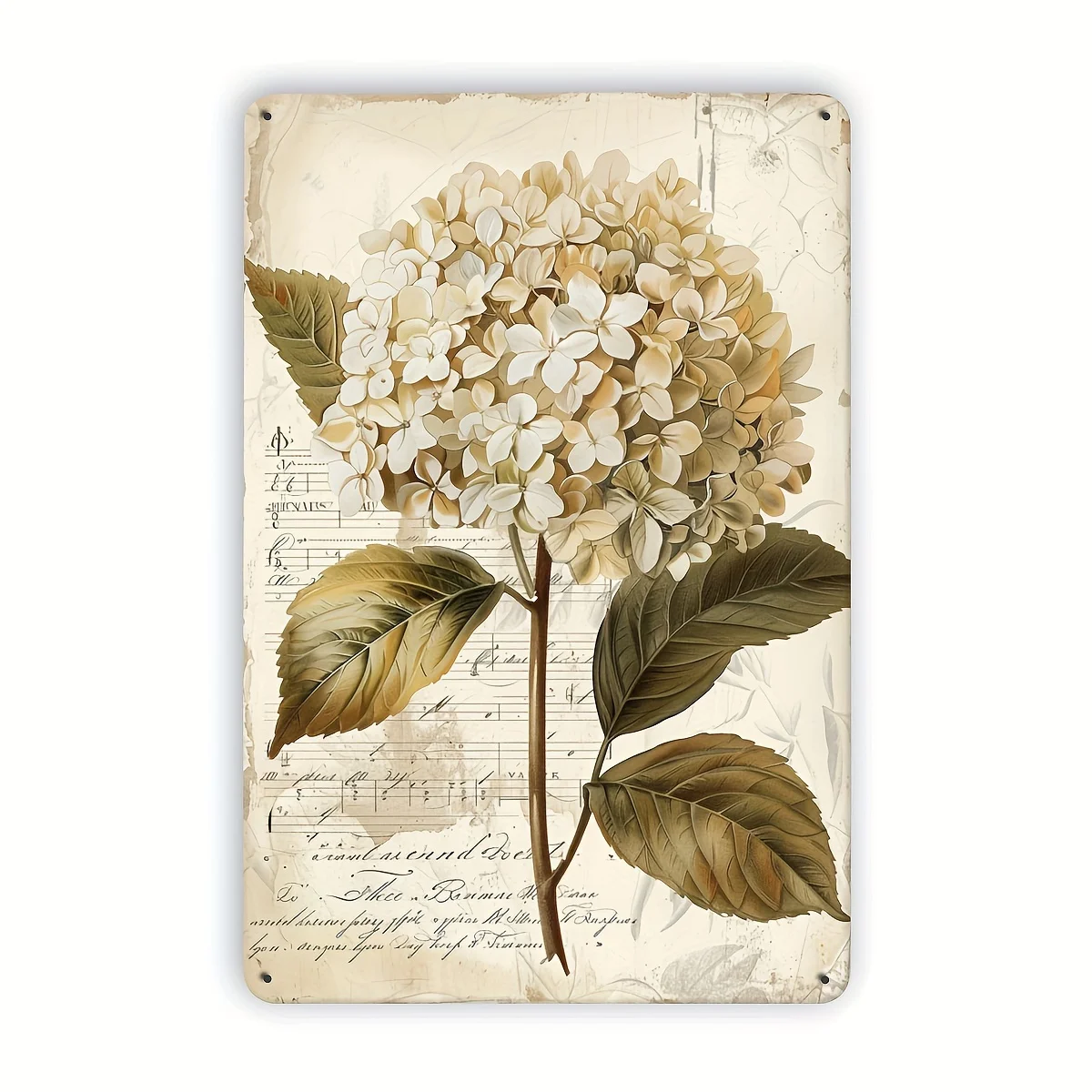 Hydrangea Vintage Metal Tin Sign, Interesting Floral Art Decoration, Gym Bar Coffee Shop Garage Painting, Restaurant Home For