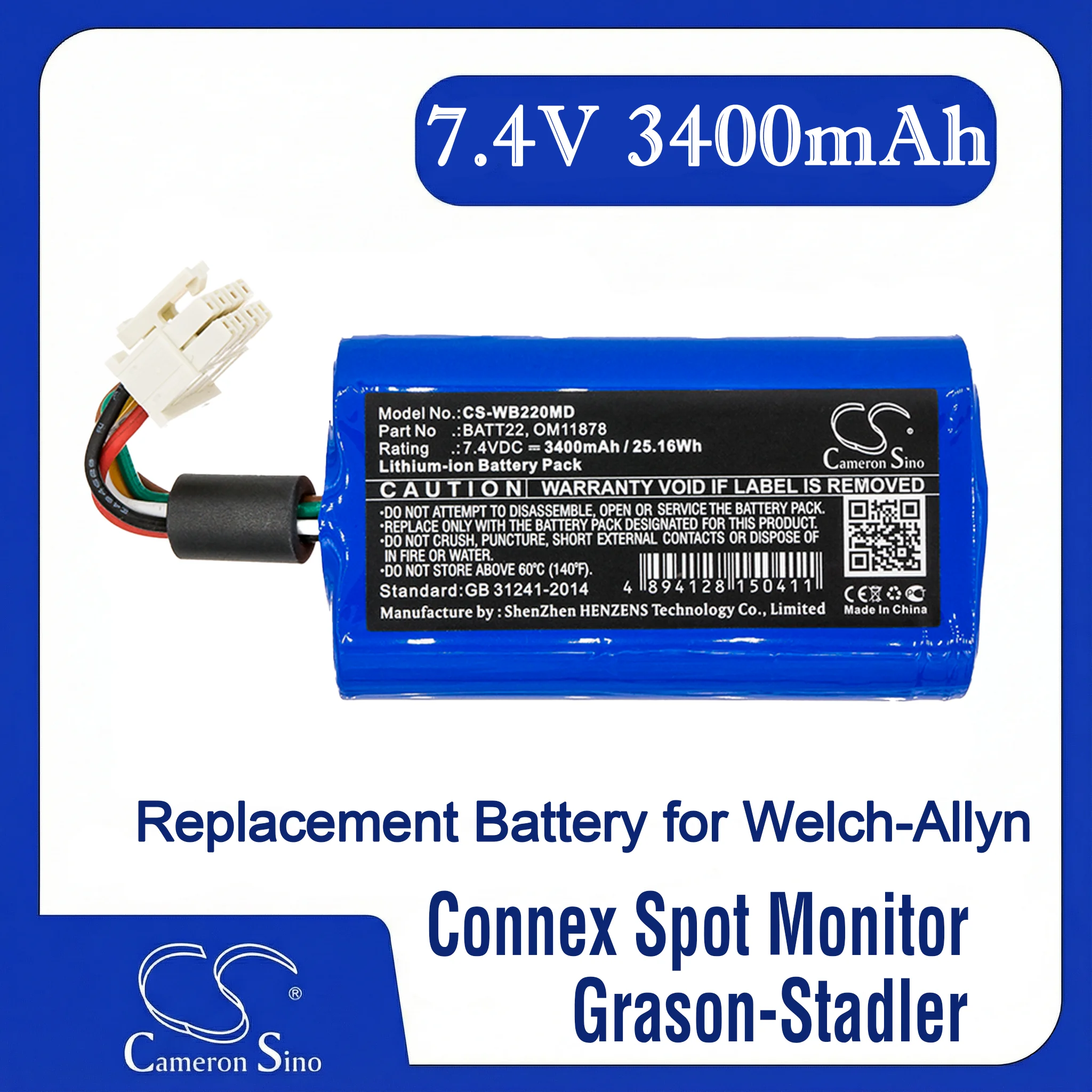 

Cameron Sino battery for Connex Spot, Connex Spot Monitor,PN. 901000, BATT22, OM11878, TM78370