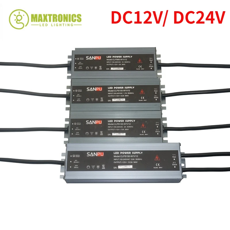 

LED Ultra-thin Waterproof Power Supply IP68 AC110V-220V to DC12V/ DC24V Transformer 45W/60W/100W/120W/150W/200W/300W Led Driver