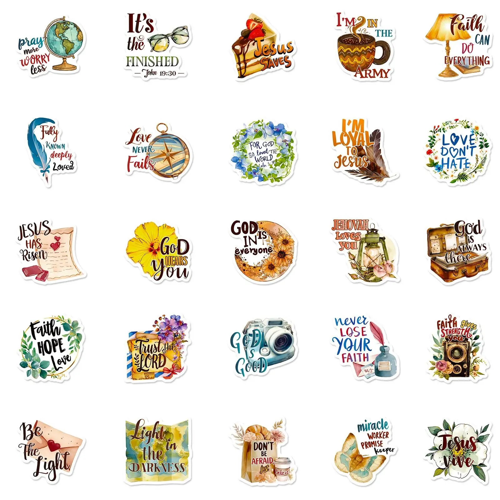 Pegatinas inspiradoras de Jesús, calcomanías de la Biblia de religión cristiana, grafiti para monopatín, equipaje, teléfono, motocicleta, 10/50/100