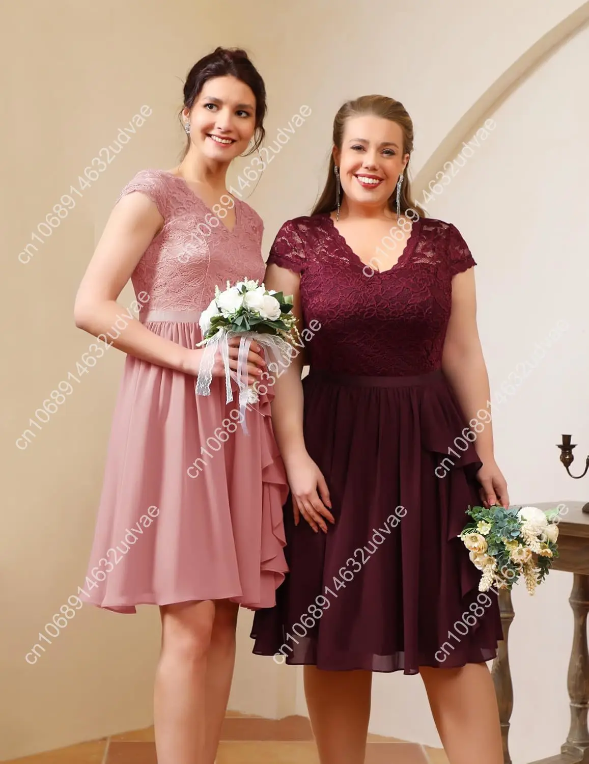 Abito da damigella d'onore da donna Wedtrend 2024 Abito corto da ballo con volant per invitati al matrimonio Abito da cocktail floreale per ritorno a casa