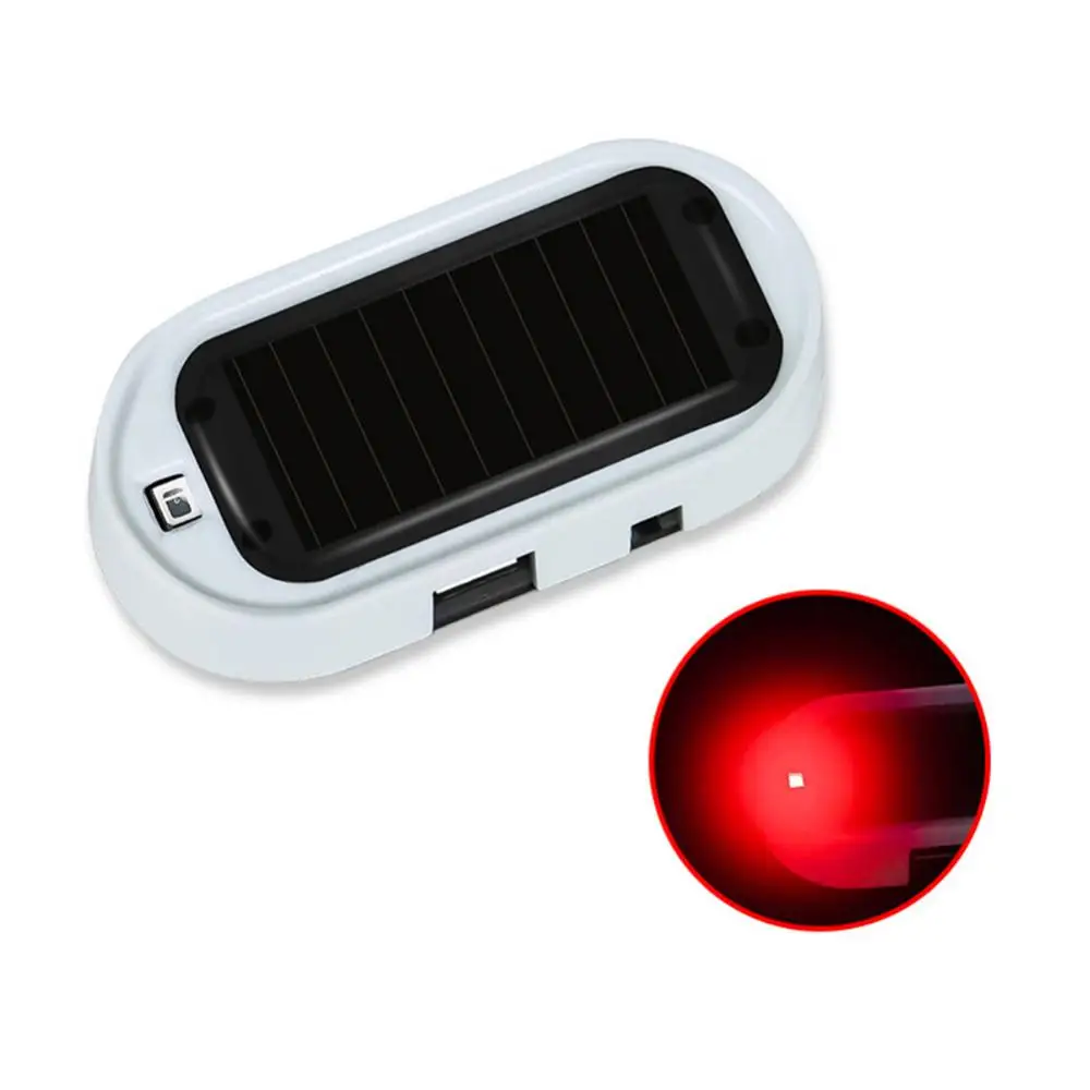 Solar Car LED Alarm Security Light Simulated Dummy Alarm Wireless Warning Anti-Theft Caution Lamp Flashing Imitation