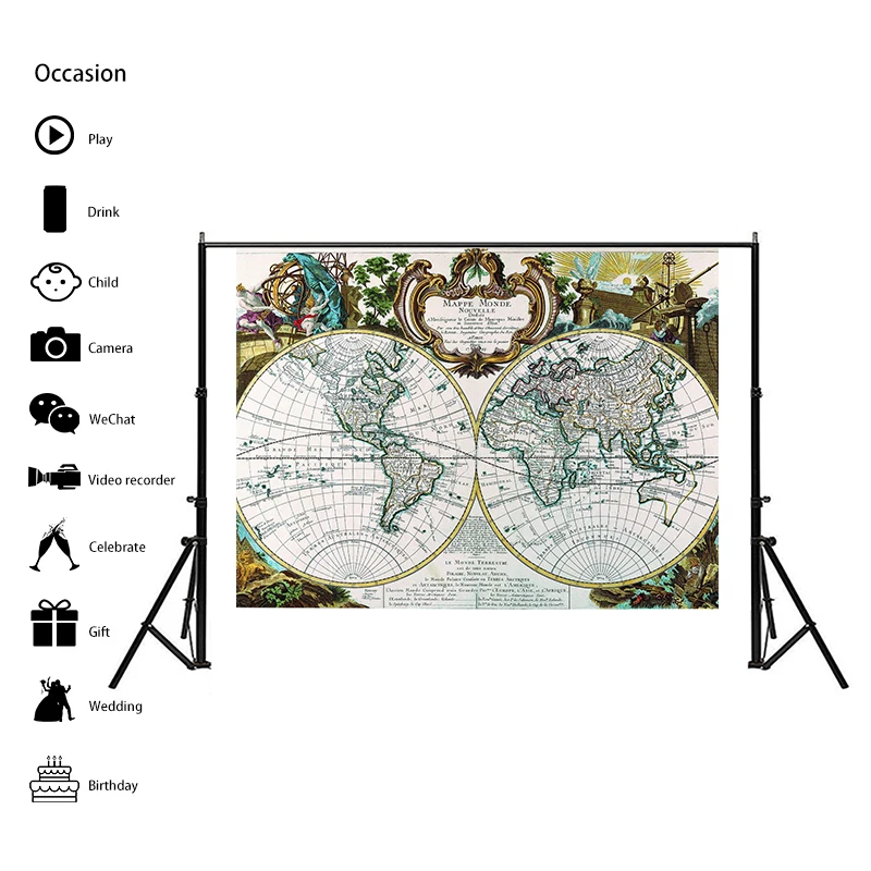 Pintura de lienzo no tejido con mapa del mundo Retro, póster decorativo de pared e impresión para sala de estar, decoración del hogar, suministros escolares, 150x100cm