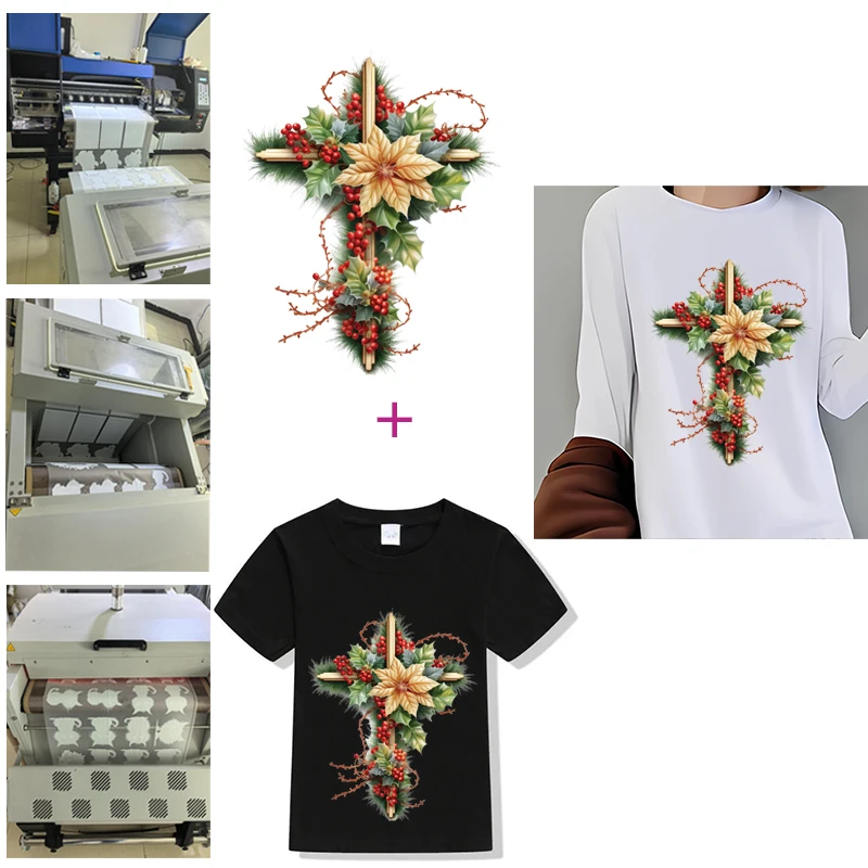 flower Floral Christian Iron On Patches Stickers Women Pray Love Like Jesus Heat Transfer Stickers Cross Heart DTF Transf