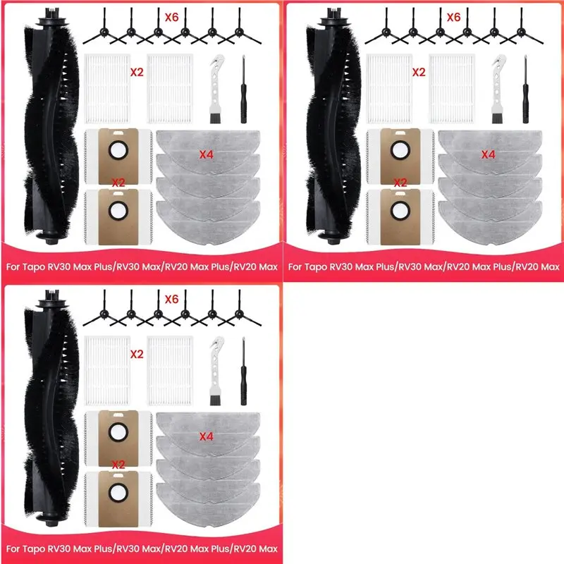 Kit de accesorios TCF-3 para robot aspirador Tapo RV30 Max Plus/RV30 Max/RV20 Max Plus/RV20 Max, piezas de repuesto